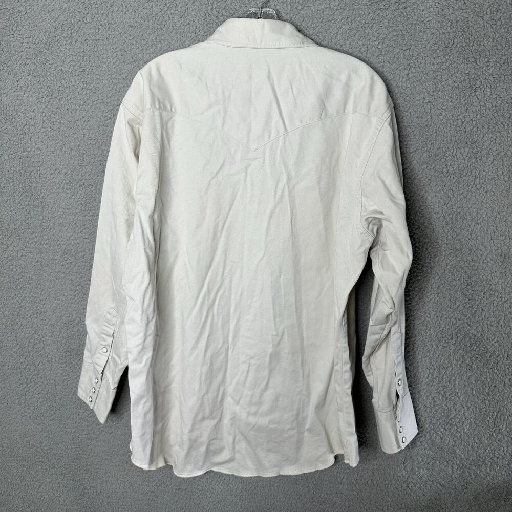 Wrangler Men XLT‎ Tall Western Pearl Snap Shirt Off White Cowboy Ranch Rodeo - Picture 9 of 11